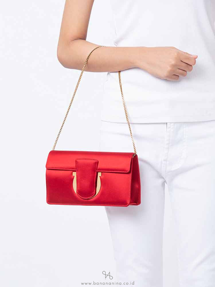 SALVATORE FERRAGAMO Thalia Satin Clutch Opera