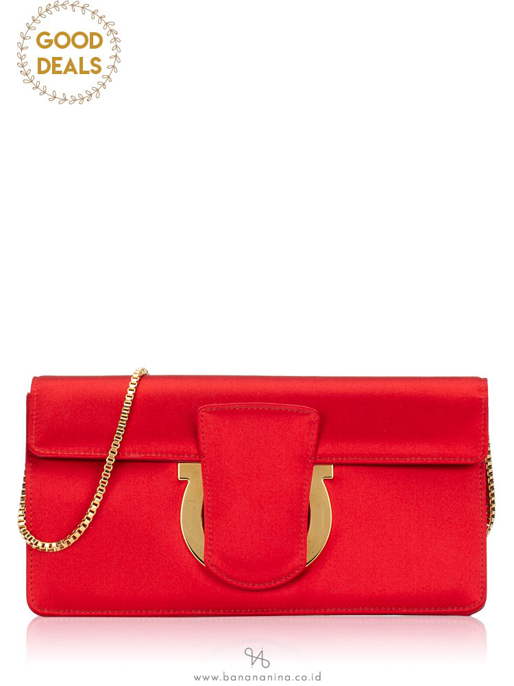 SALVATORE FERRAGAMO Thalia Satin Clutch Opera