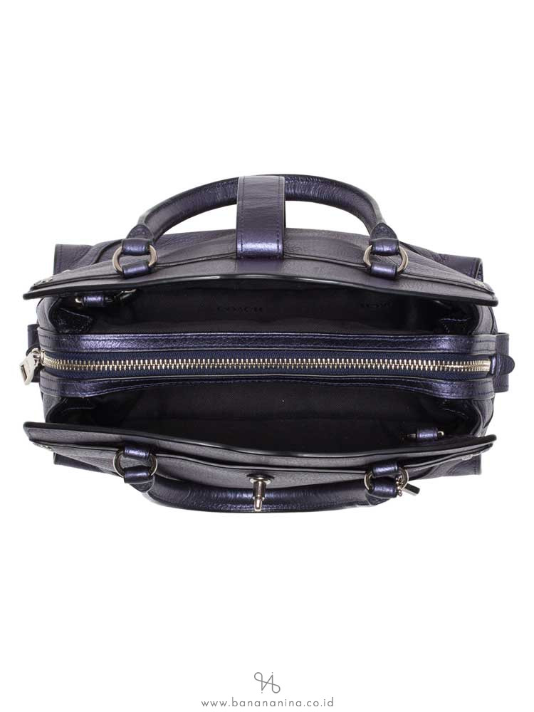 COACH 37779 Grain Mercer 24 Leather Satchel Navy