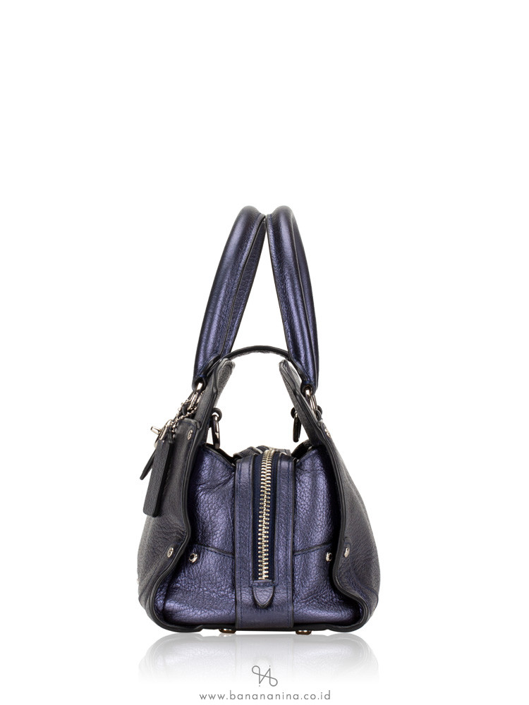 COACH 37779 Grain Mercer 24 Leather Satchel Navy