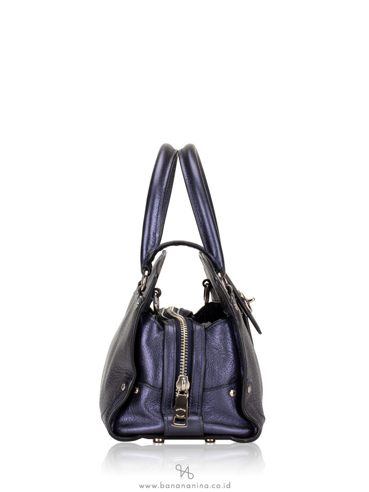COACH 37779 Grain Mercer 24 Leather Satchel Navy