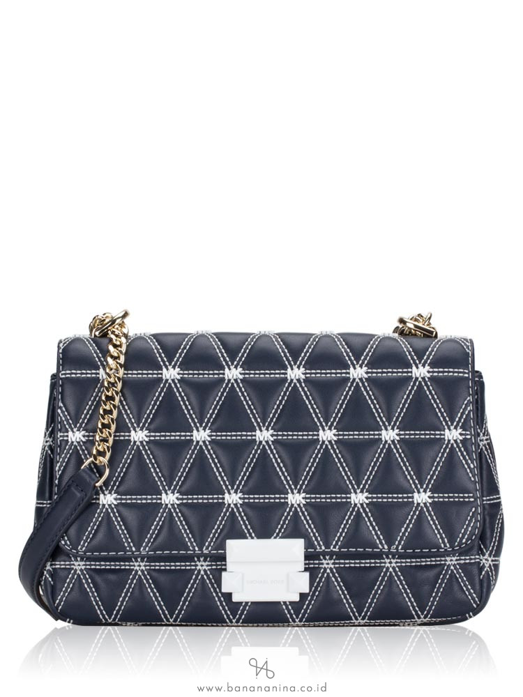 MICHAEL KORS Sloan Leather Large Chain Shoulder Bag Admiral