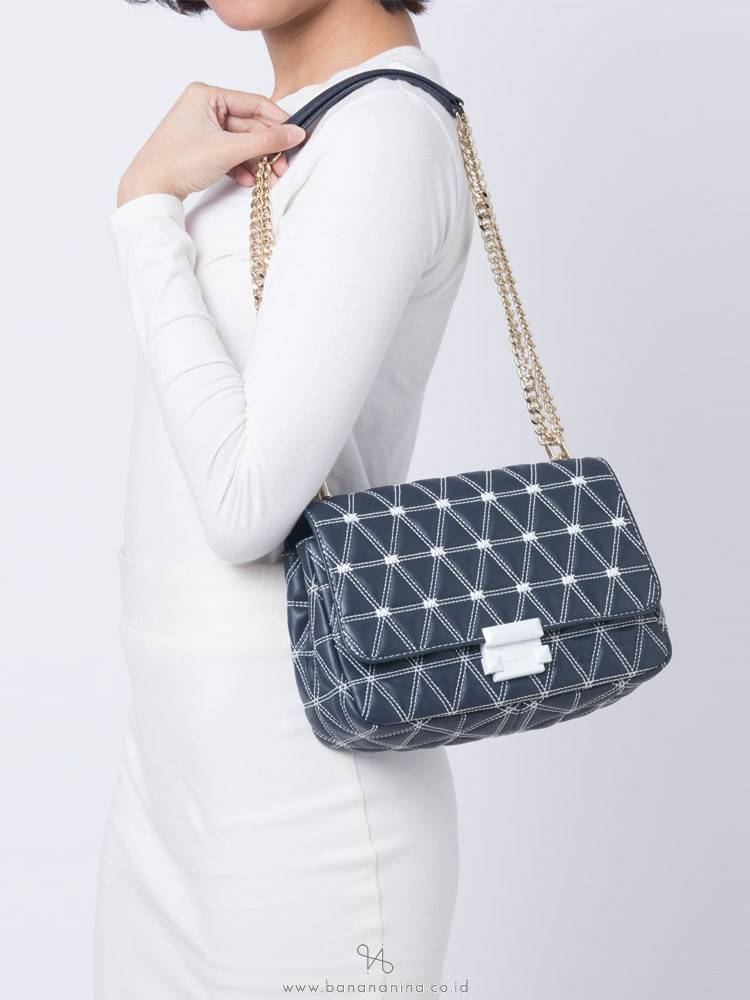 MICHAEL KORS Sloan Leather Large Chain Shoulder Bag Admiral
