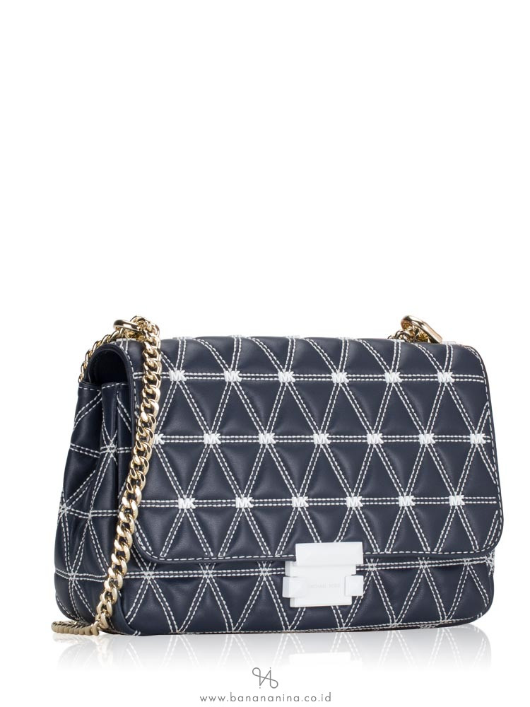 MICHAEL KORS Sloan Leather Large Chain Shoulder Bag Admiral