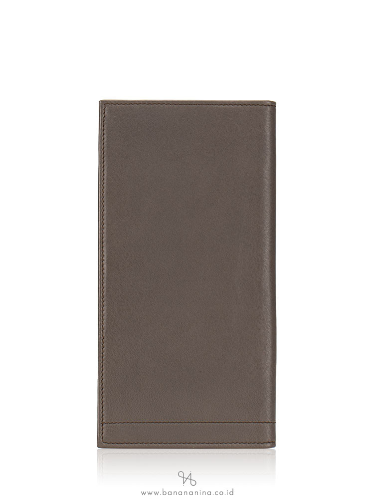 SALVATORE FERRAGAMO Men Giacomo Leather Long Wallet Grey