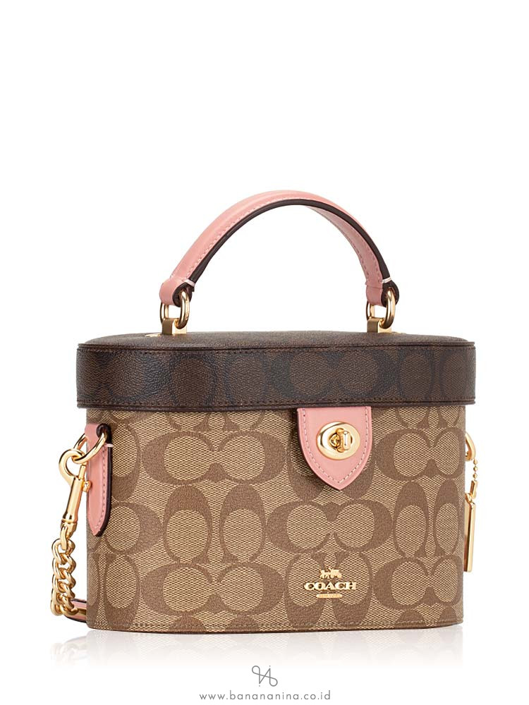 COACH 76714 Signature Blocked Kay Crossbody Khaki Pink Petal