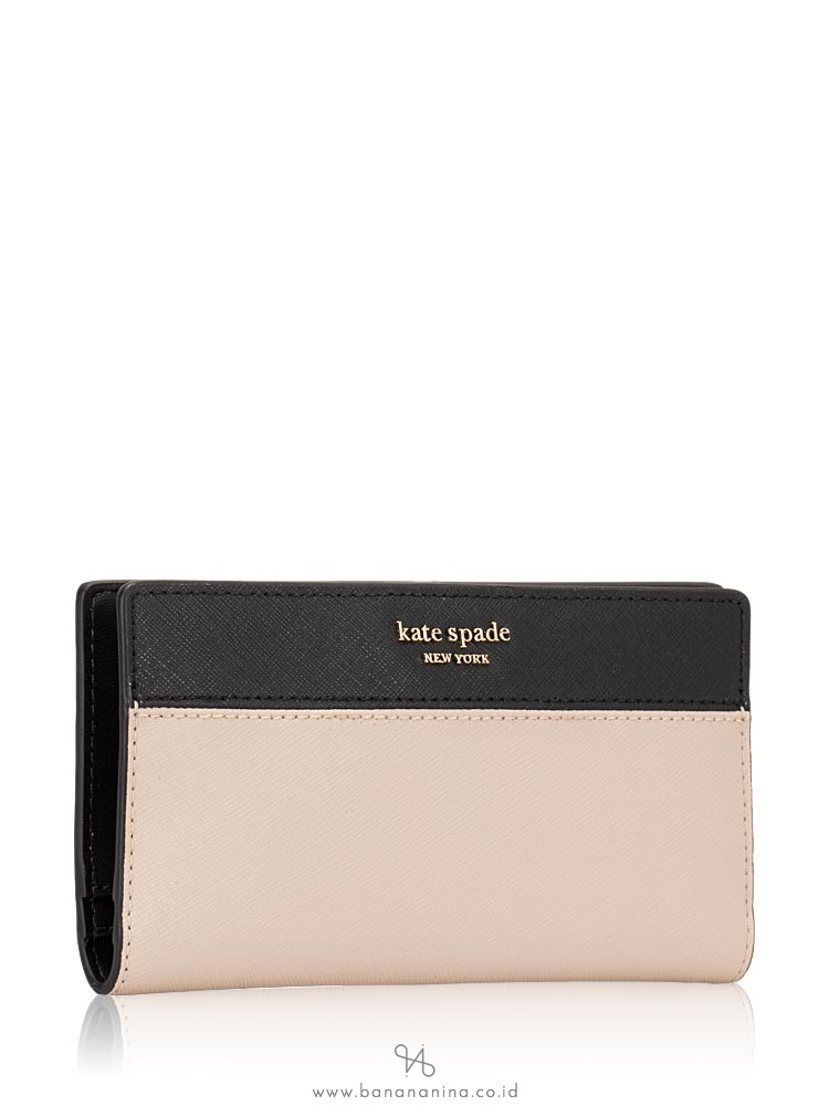 KATE SPADE Cameron Large Slim Bifold Wallet Black Warm Beige