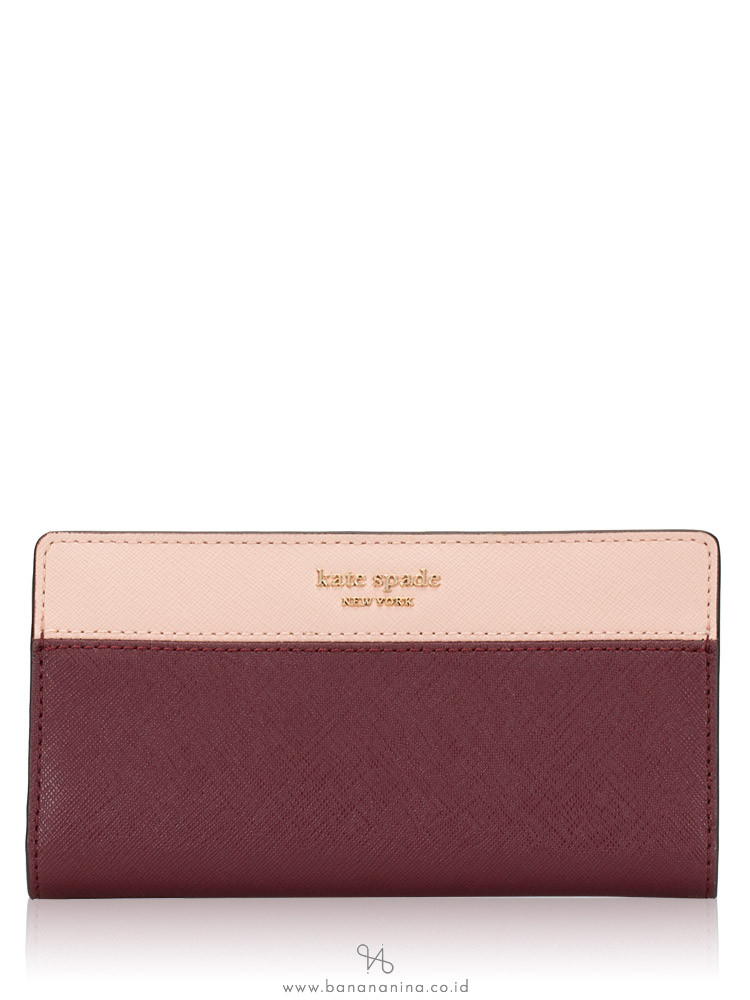 KATE SPADE Cameron Large Slim Bifold Wallet Cherrywood Warm Vellum