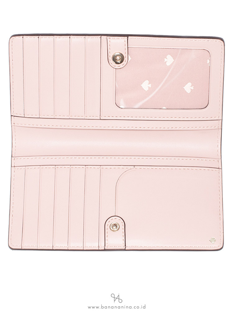 KATE SPADE Cameron Large Slim Bifold Wallet Cherrywood Warm Vellum
