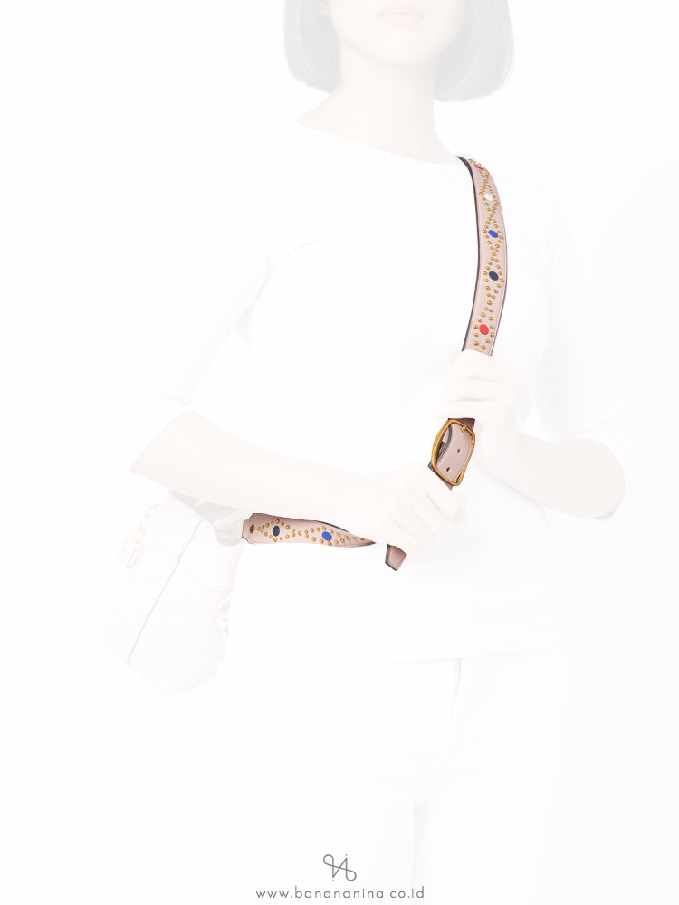 TORY BURCH Stud Leather Guitar Strap Light Oak