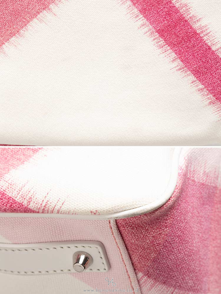 BURBERRY Canvas Ikat Check Tote Tea Rose