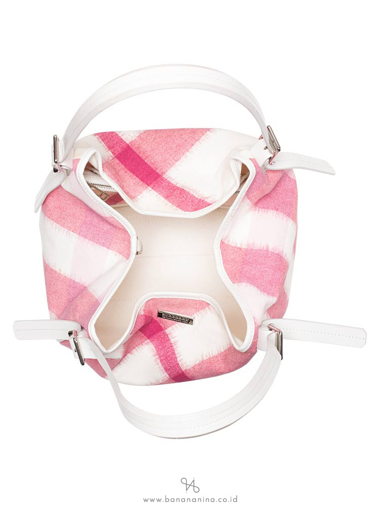 BURBERRY Canvas Ikat Check Tote Tea Rose
