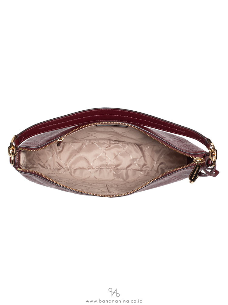 MICHAEL KORS Bedford Leather Medium Crescent Shoulder Bag Merlot