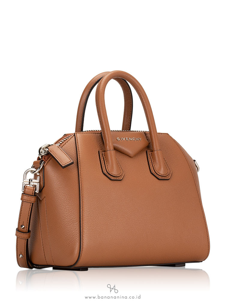 GIVENCHY Grained Leather Mini Antigona Pony Brown