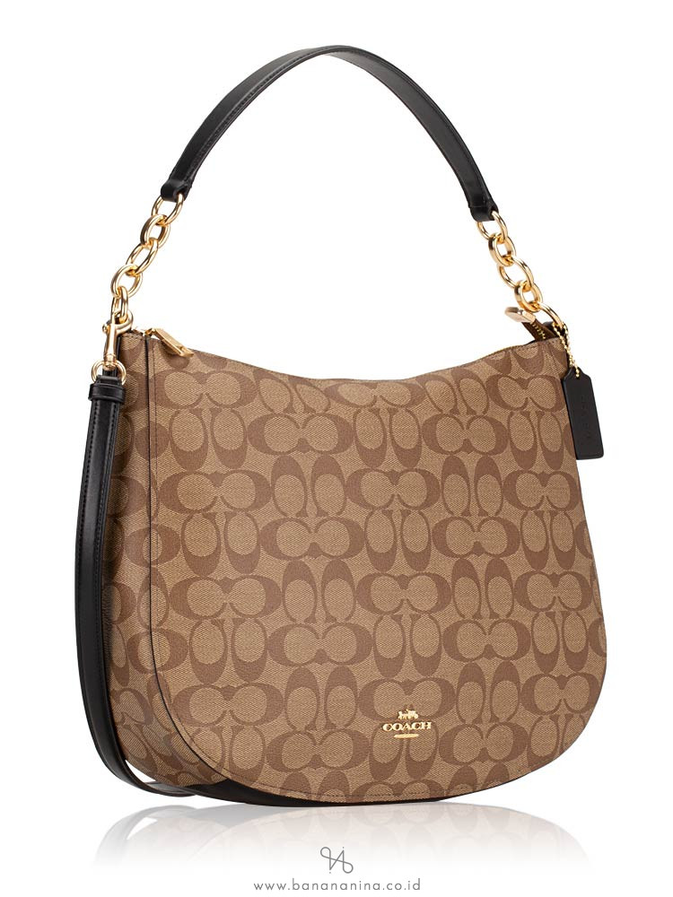 COACH 39527 Signature Elle Hobo Khaki Black