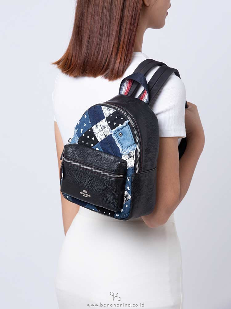 COACH 72771 Americana Patchwork Mini Charlie Backpack Denim Multi