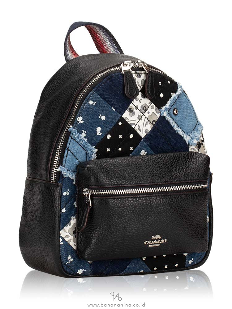 COACH 72771 Americana Patchwork Mini Charlie Backpack Denim Multi