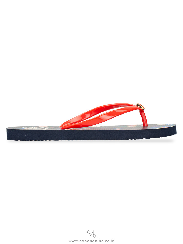 TORY BURCH Thin Printed Flip Flops Tory Red Pansy Bouquet Sz 7