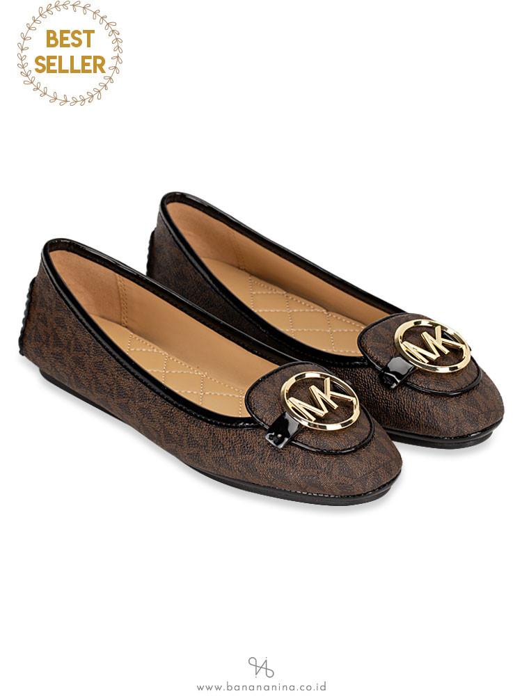 MICHAEL KORS Lillie Signature Flats Brown Black Sz 7