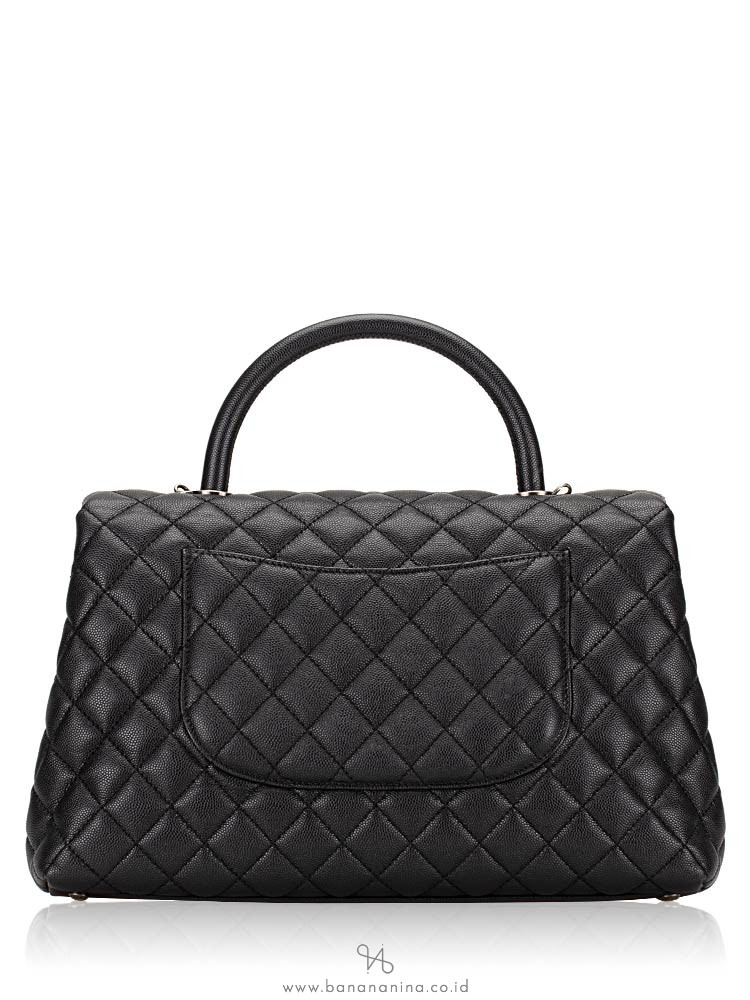 CHANEL Caviar Quilted Medium Coco Handle Flap Black