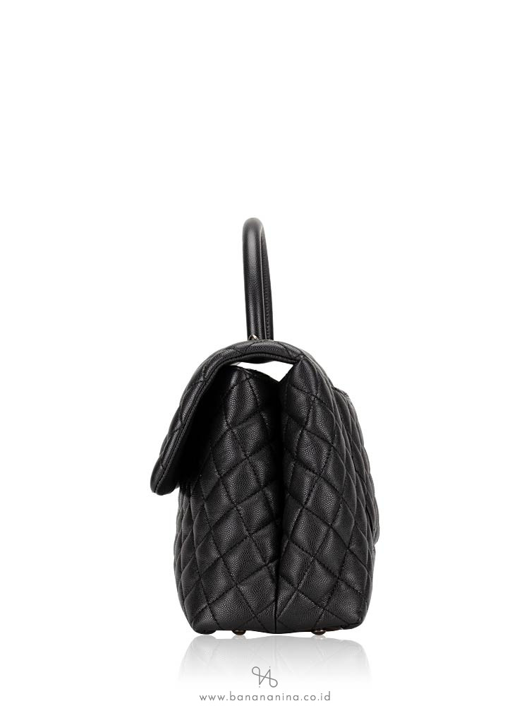 CHANEL Caviar Quilted Medium Coco Handle Flap Black