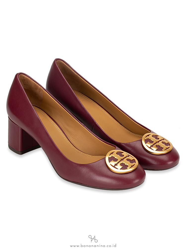 TORY BURCH Benton Leather Pump Imperial Garnet Sz 6.5