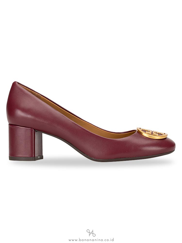 TORY BURCH Benton Leather Pump Imperial Garnet Sz 6.5