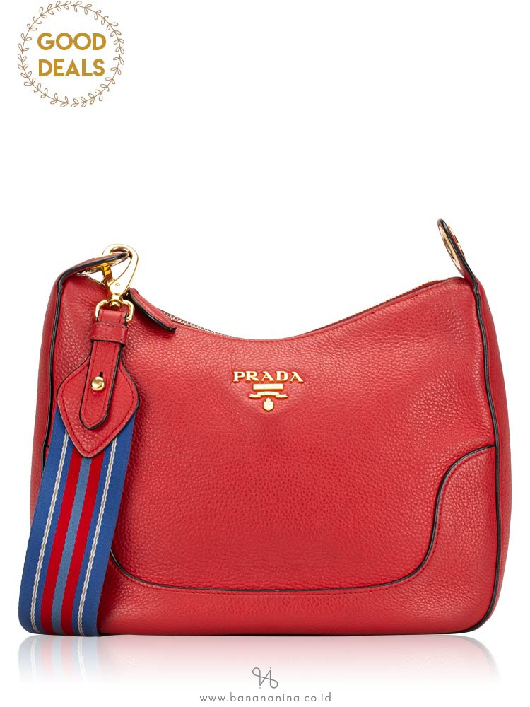 PRADA 1BC052 Vitello Daino Shoulder Bag Rosso
