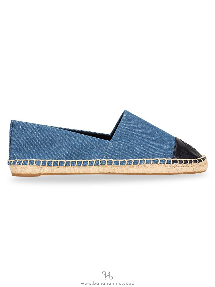 TORY BURCH Colorblock Espadrilles Denim Chambray Sz 8.5