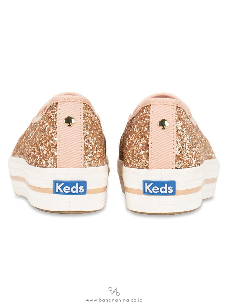 KEDS X Kate Spade Triple Decker Glitter Rose Gold Sz 8