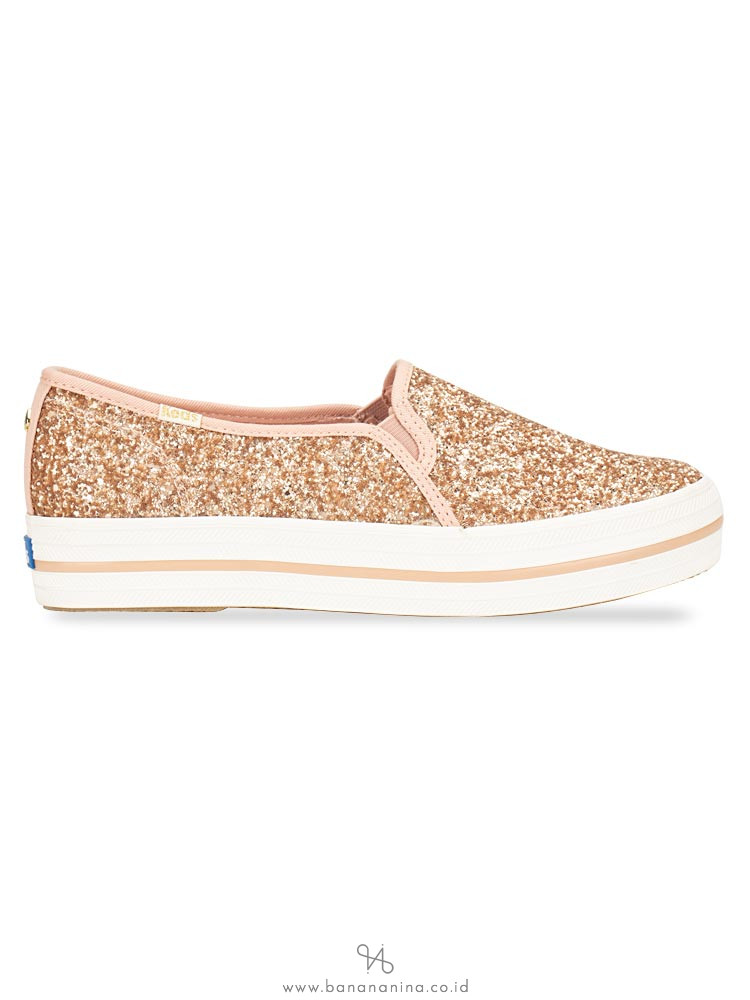 KEDS X Kate Spade Triple Decker Glitter Rose Gold Sz 8