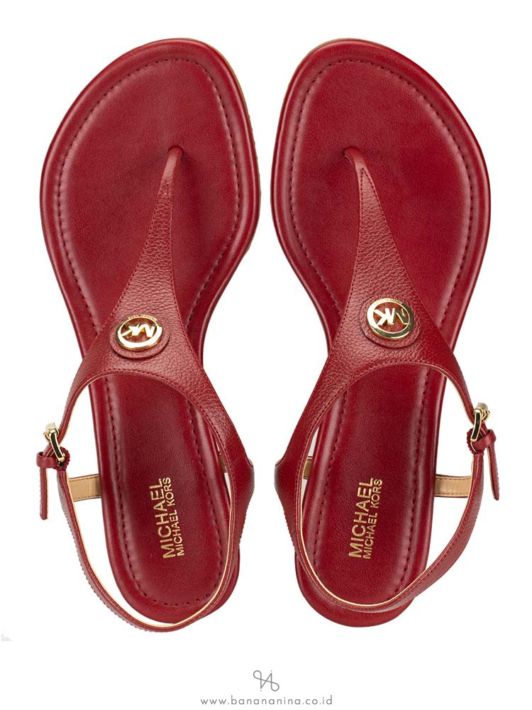 MICHAEL KORS Ramona Leather Sandal Burnt Red Sz 6