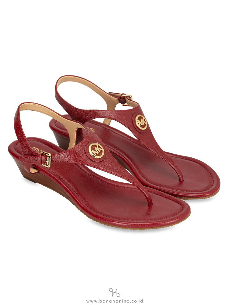 MICHAEL KORS Ramona Leather Sandal Burnt Red Sz 8