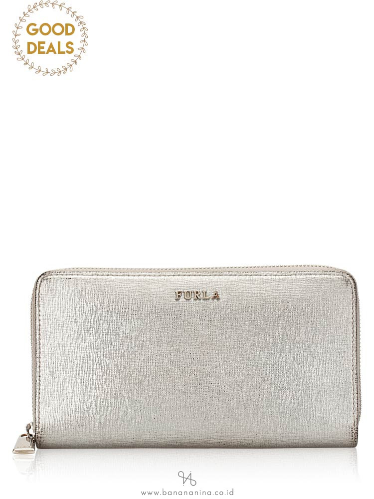 FURLA Classic Leather Continental Wallet Silver