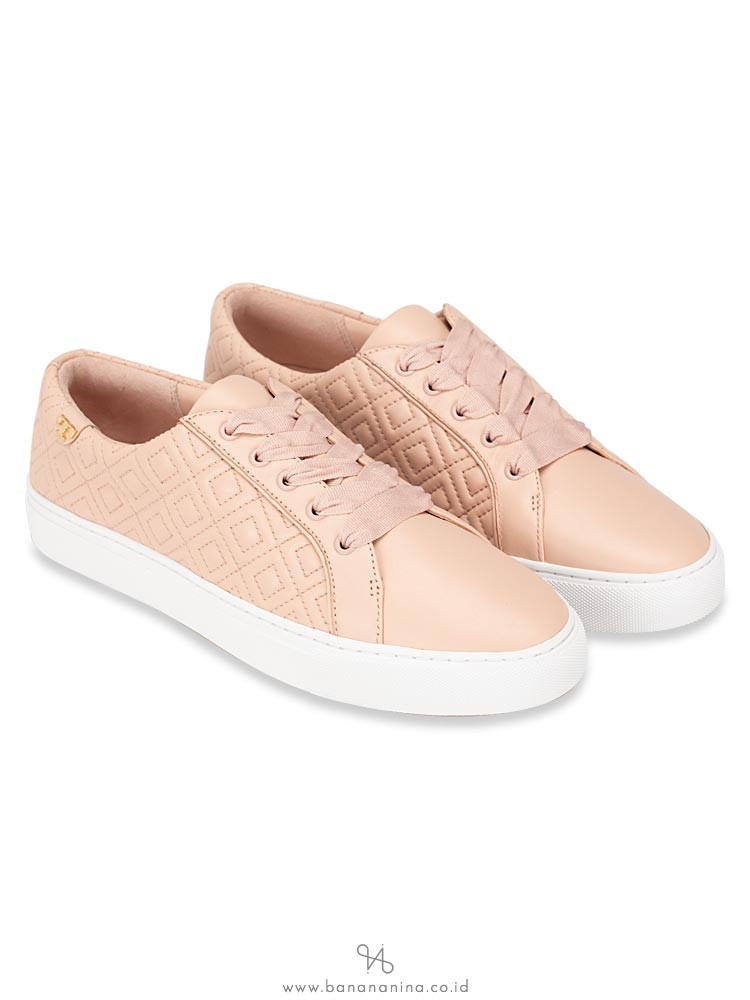 TORY BURCH Marion Quilted Lace Up Sneaker Sachet Pink Sz 9