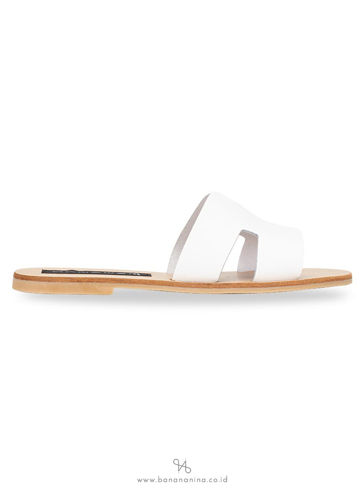 STEVE MADDEN Greece Leather Slide Sandal White Sz 6