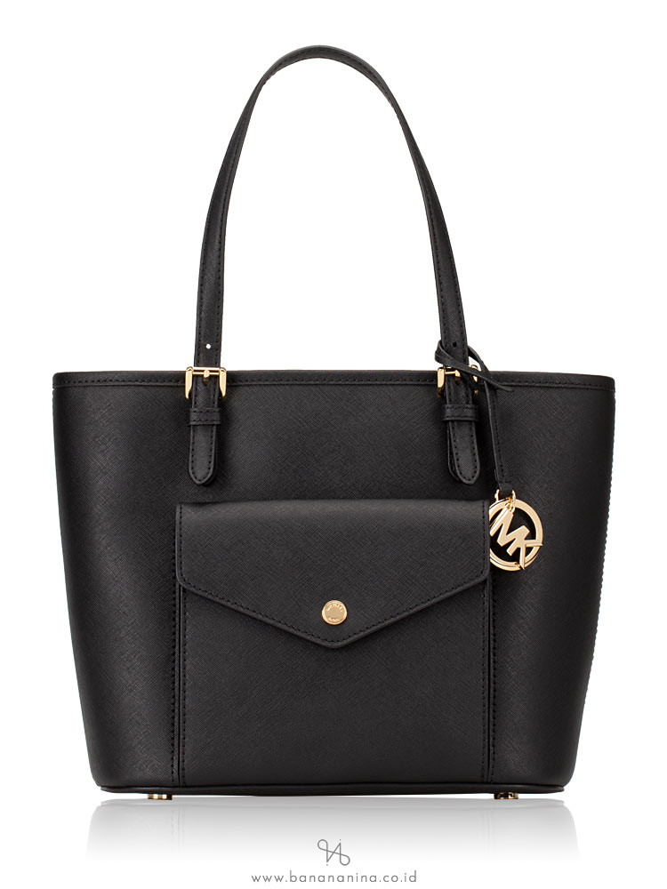 MICHAEL KORS Jet Set Saffiano Medium Pocket Tote Black