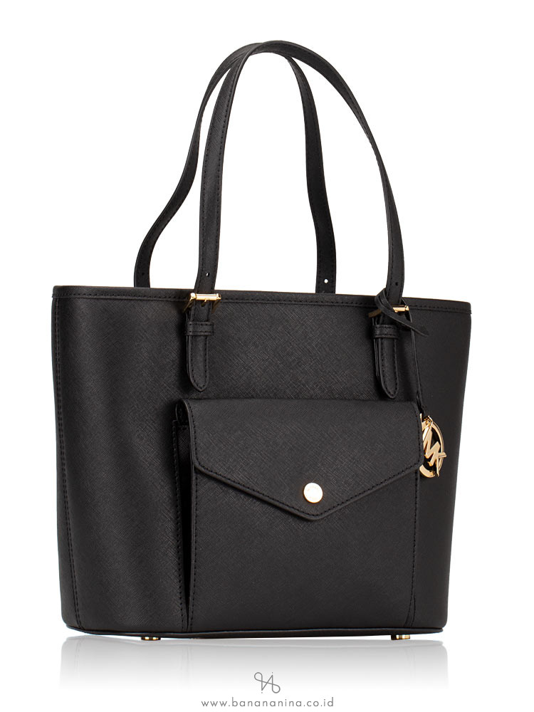 MICHAEL KORS Jet Set Saffiano Medium Pocket Tote Black