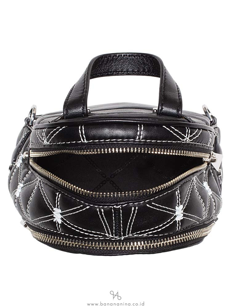 MICHAEL KORS Rhea Zip Xs Quilted Leather Messenger Backpack Black