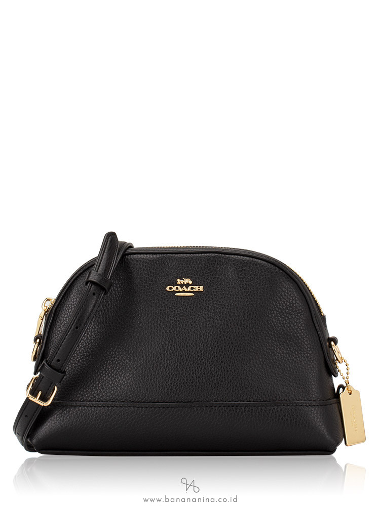 COACH 76673 Leather Mini Dome Crossbody Black