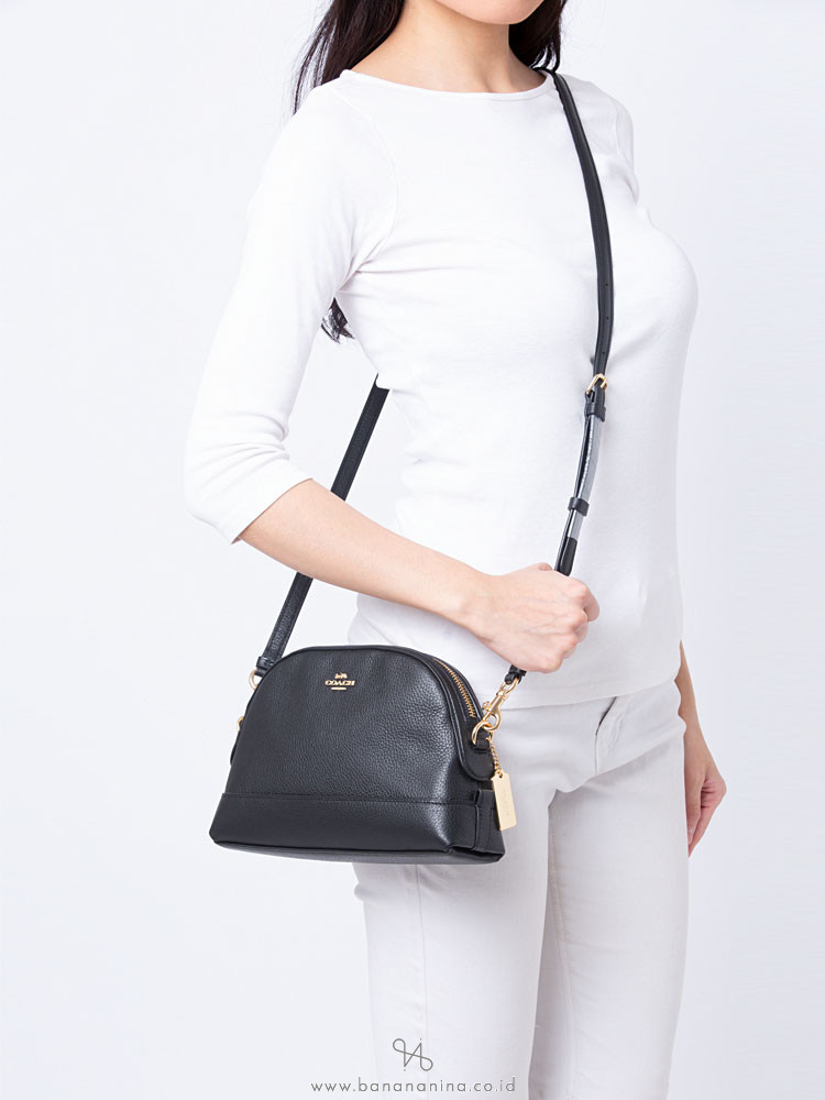 COACH 76673 Leather Mini Dome Crossbody Black