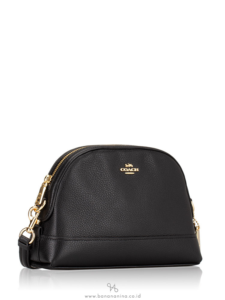 COACH 76673 Leather Mini Dome Crossbody Black