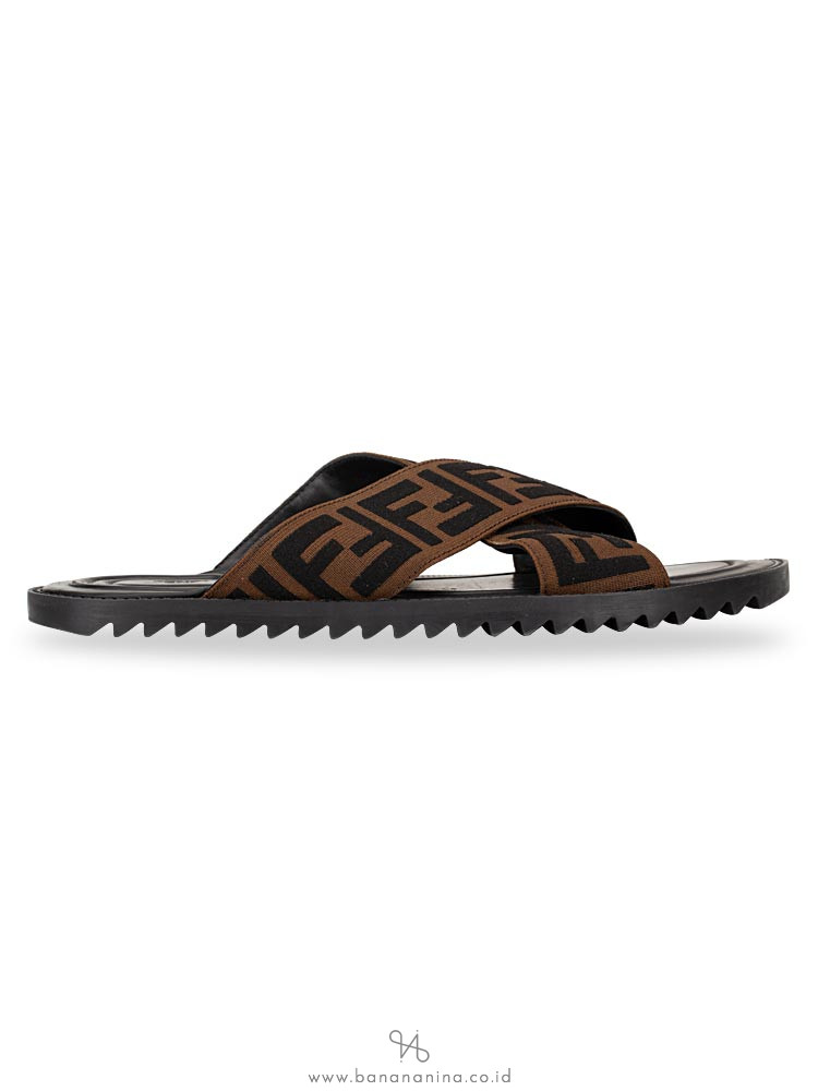 fendi jacquard crossover slides