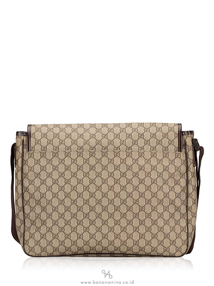 GUCCI GG Plus Interlocking G Large Messenger Beige Ebony