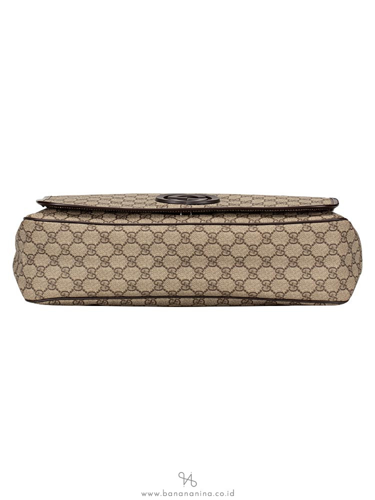 GUCCI GG Plus Interlocking G Large Messenger Beige Ebony