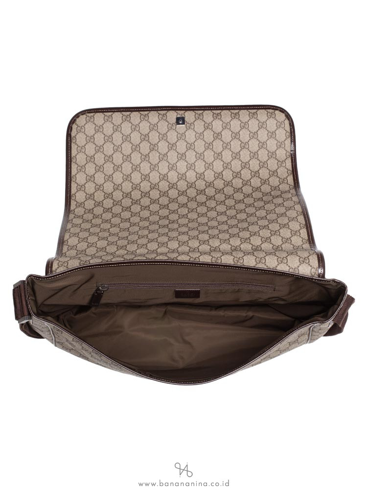 GUCCI GG Plus Interlocking G Large Messenger Beige Ebony