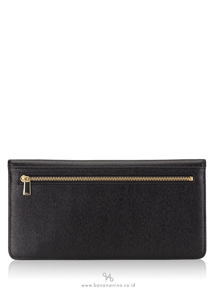 FURLA Saffiano Large Bifold Clutch Black