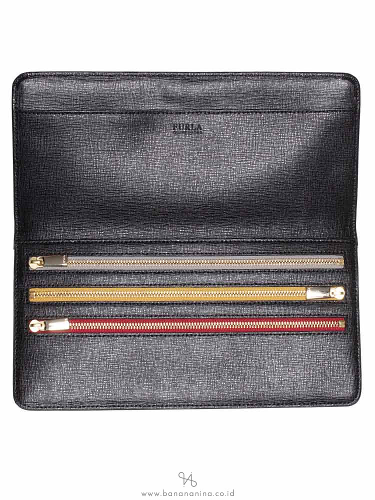 FURLA Saffiano Large Bifold Clutch Black