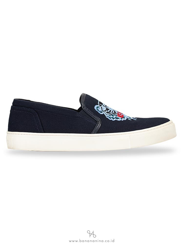 KENZO Skate Tiger Canvas Slip On Sneakers Navy Sz 41