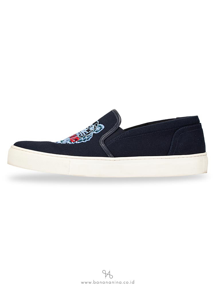 KENZO Skate Tiger Canvas Slip On Sneakers Navy Sz 41